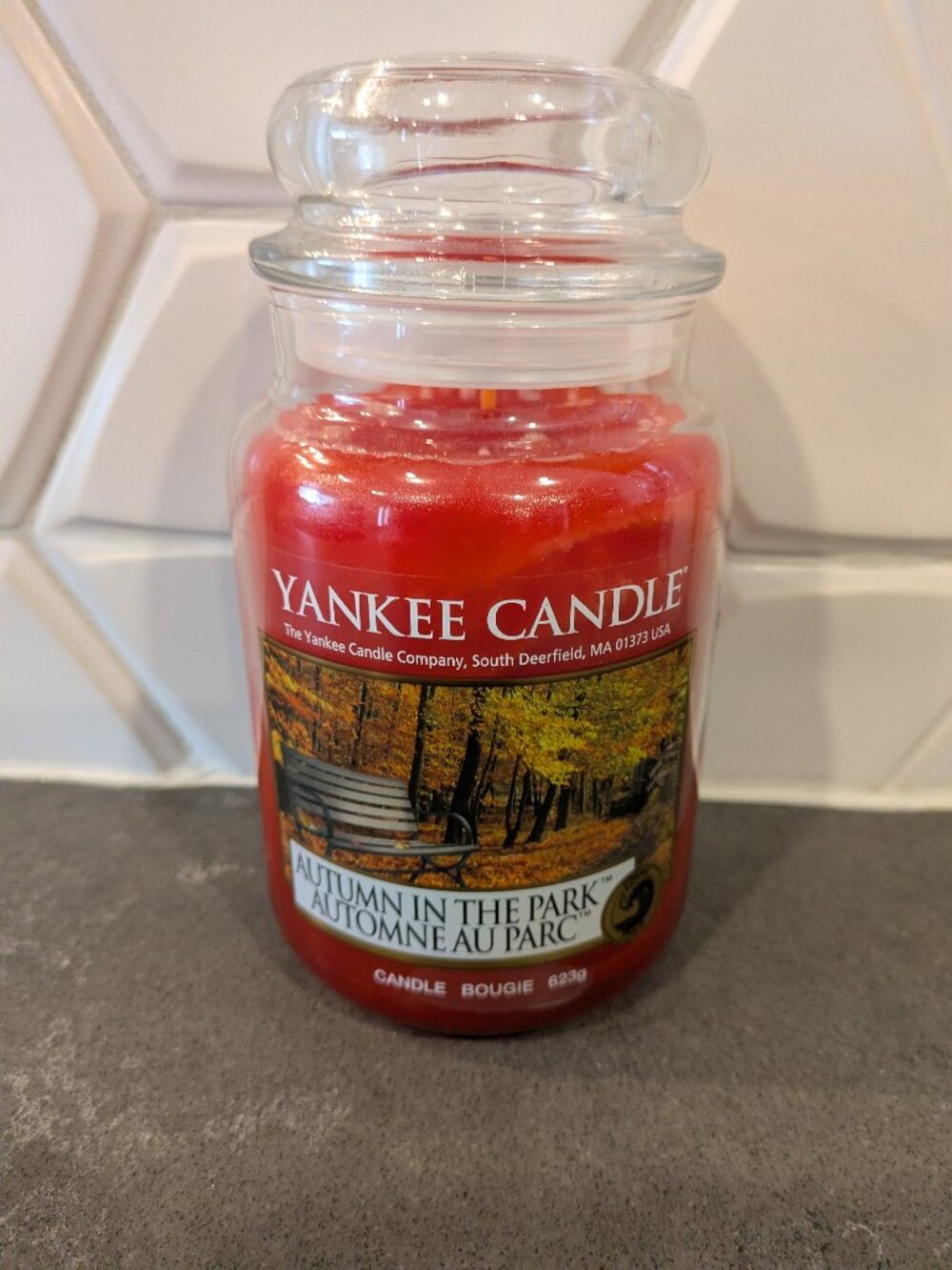 Yankee candle autumn in the park 22 oz large 22oz jar rare white label